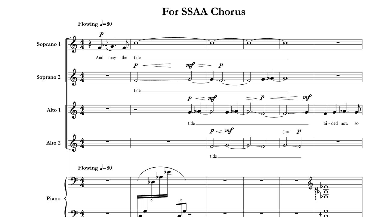 First page of the score of And May the Tide