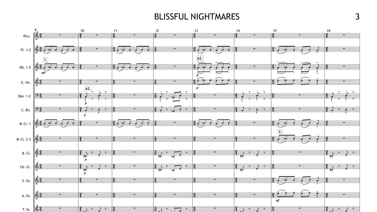 First page of the score of Blissful Nightmares