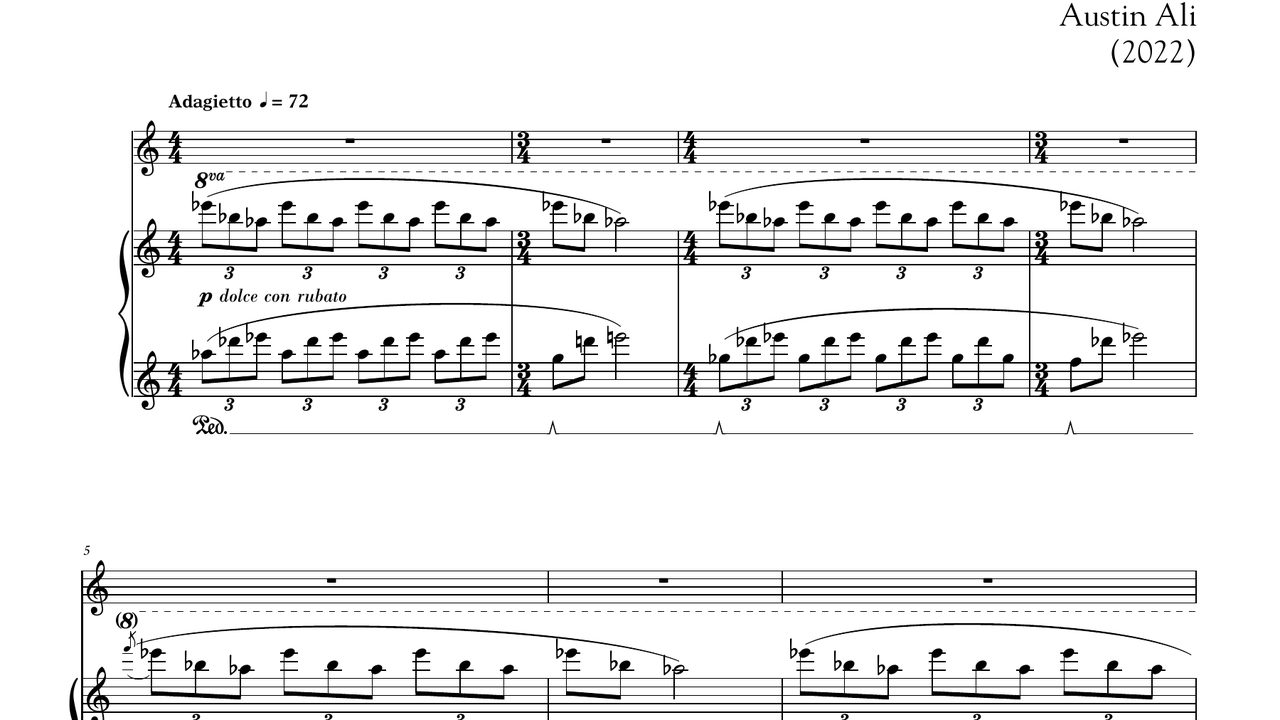 First page of the score of Enceladus, the Bright