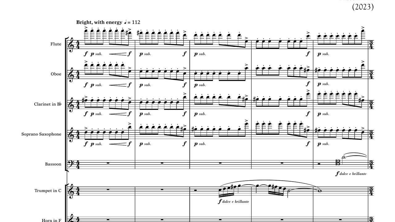 First page of the score of Harp Concerto