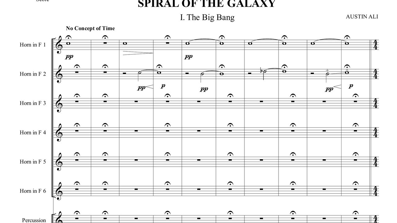 First page of the score of Spiral of the Galaxy