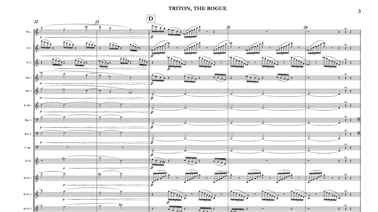 First page of the score of Triton, the Rogue